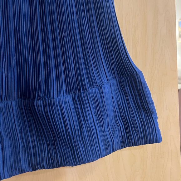 Anthropologie Cap-Sleeve Plissé Mini Dress Dark Blue Size XS - Picture 5 of 8